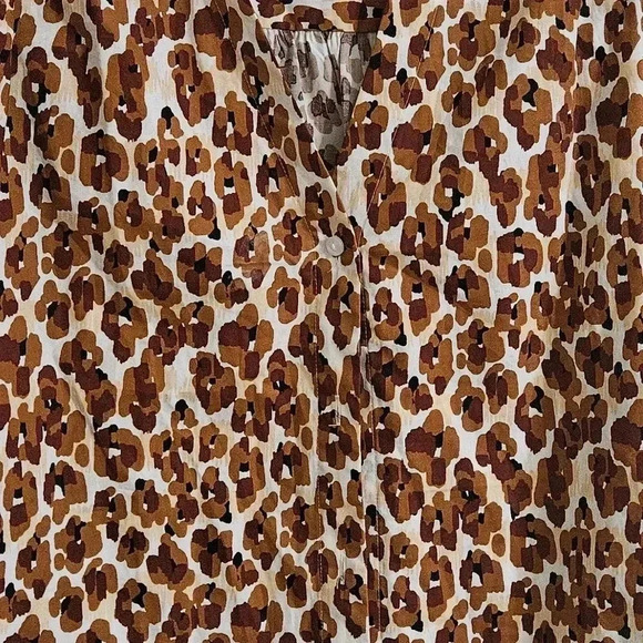 Nine West Puff Sleeve Cheetah Blouse - Picture 5 of 8